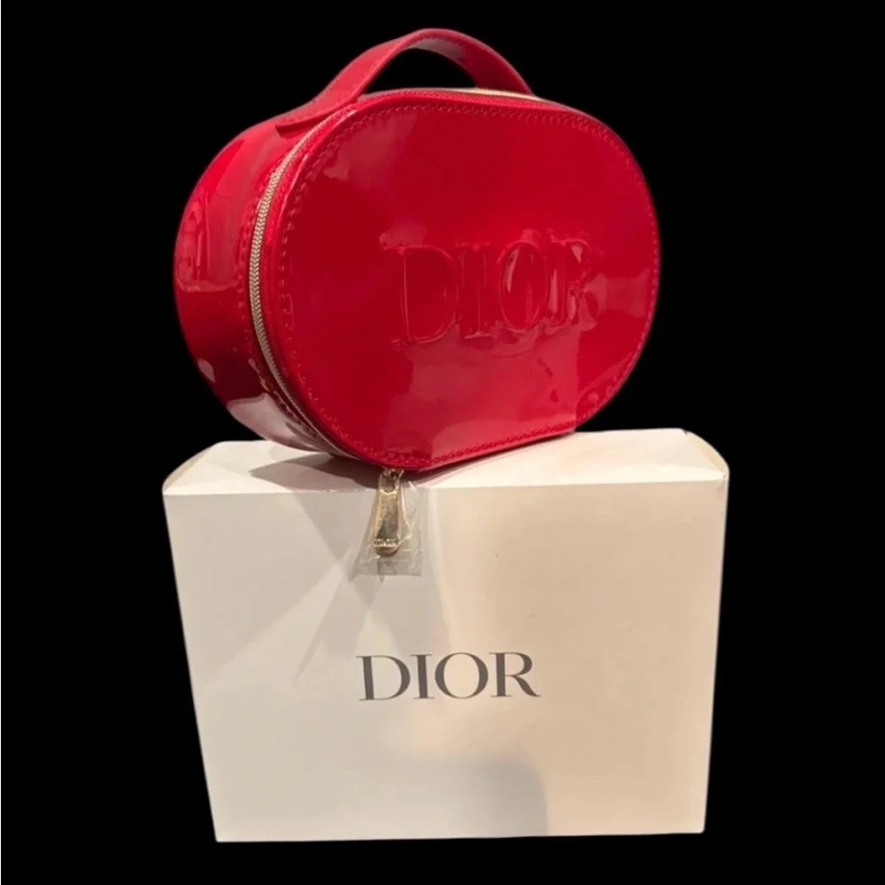 New w/Box Dior Red GWP Patent Hard Sided Makeup Case/ Clutch - Picture 2 of 7